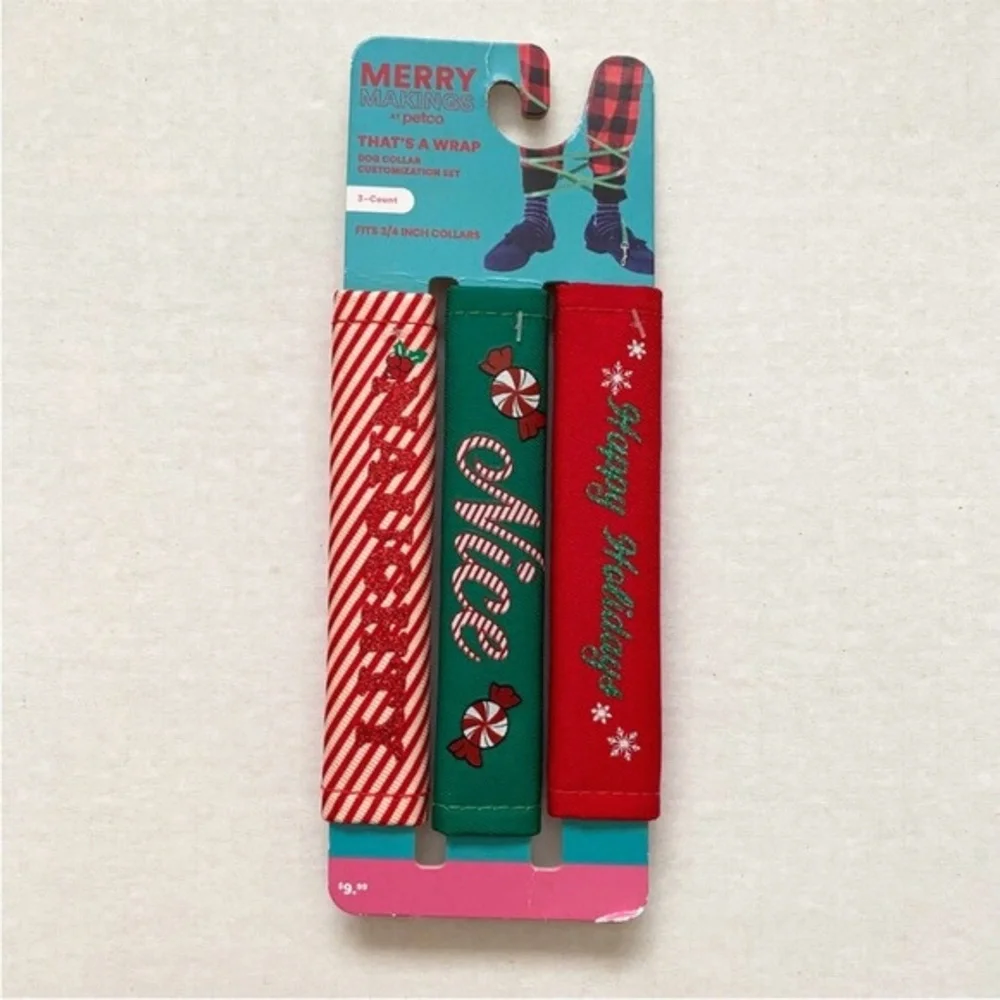 (5) Christmas Dog Collar Customization Set 3 Count Fits 3/4 Inch Collars